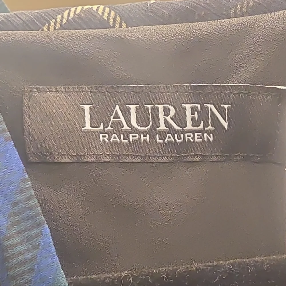 Ralph Lauren Dark Green and Navy Plaid Tie-Neck Maxi Dress with Bow - Picture 2 of 16